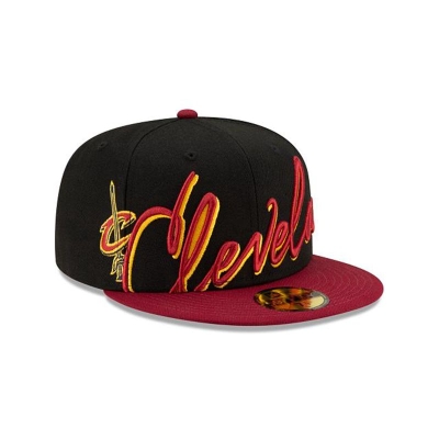 Cleveland Cavaliers Gorra | New Era NBA Cursive 59fifty Fitted Cap Mexico - Negros